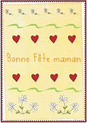Coeurs rouges et fleurs pour c&eacute;l&eacute;brer Maman